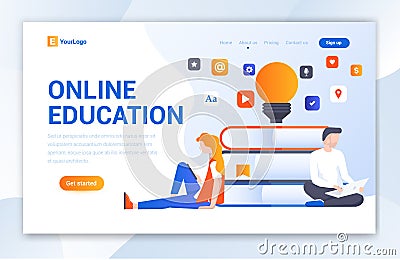 Online Education Creative website template design - Vector Stock Photo