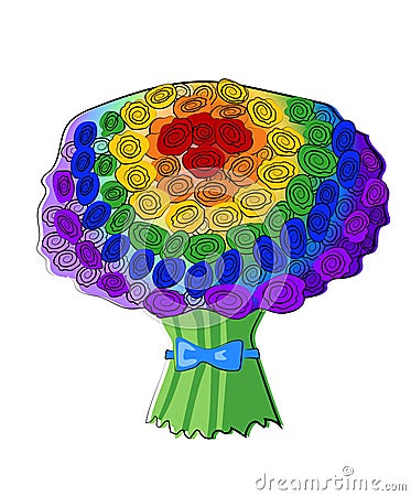 Bouquet of rainbow roses, lgbt Vector Illustration