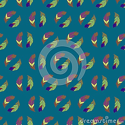 Vector seamless pattern with abstract colorful feathers. Vector Illustration