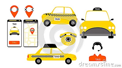 Taxi service signs in vector. Vector Illustration