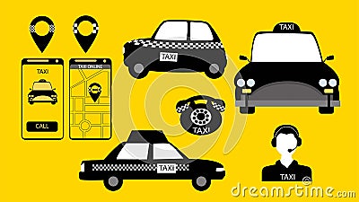 Taxi service signs in vector. Vector Illustration