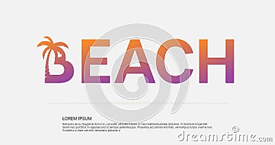 Beach text negative space logo design. Vector Illustration