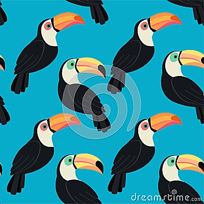 Trendy pattern with toucan. Vector seamless texture. Vector Illustration