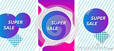 Super sale banner, colorful and playful design. Vector illustration Vector Illustration