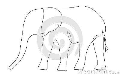 Elephant african animal line drawing vector Vector Illustration