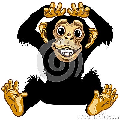 Happy cartoon chimp ape with a big smile Vector Illustration