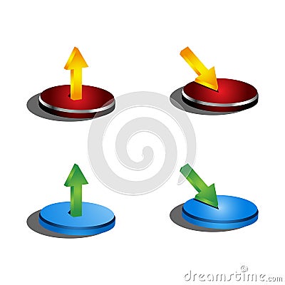 Upload and download buttons with arrow, vector. Vector Illustration