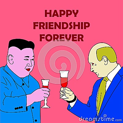 Putin and Kim Jong-un Vector Illustration