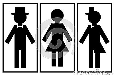 Set of icons for toilet and bathroom of different sexes, public toilet for men and women Stock Photo