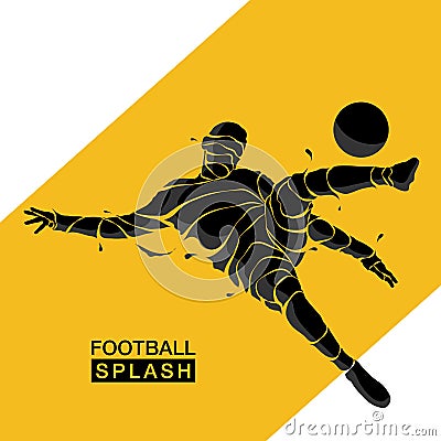 Football shoot splash silhouette Cartoon Illustration