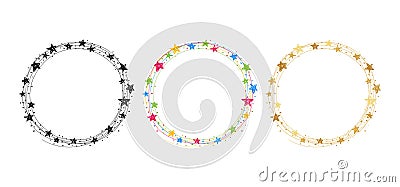Wreath made from doodle stars. Vector Illustration