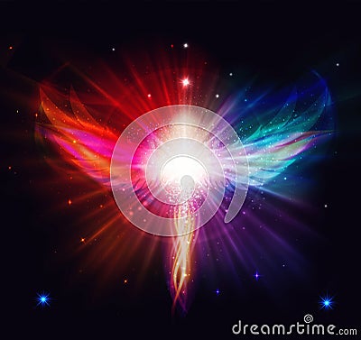 Angel of light and love doing a miracle Vector Illustration