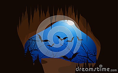 Moon and stra on the sky Vector Illustration