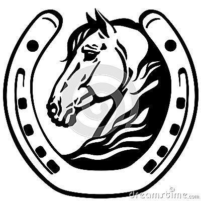 Head of horse in the horseshoe Vector Illustration