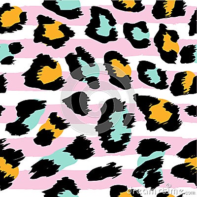 Ocelot pattern design - funny drawing seamless leopard pattern. Vector Illustration