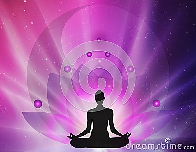 Spiritual energy power, lotus, yin yang symbol, balance , universe Vector Illustration