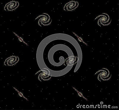 Seamless pattern with galaxies, vector illustration Vector Illustration