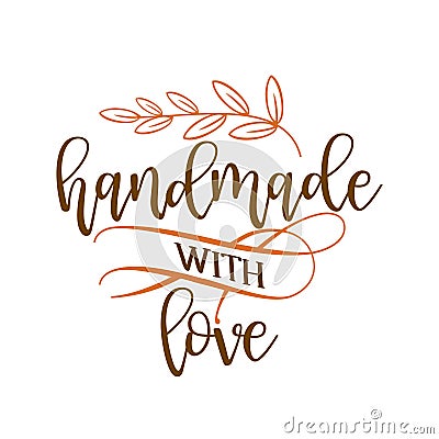 Handmade with love - stamp for homemade products and shops. Vector Illustration