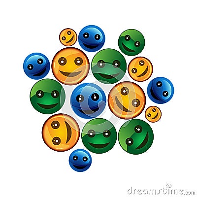 Set of Emoji Colored Icons. Vector Illustration on white background Vector Illustration