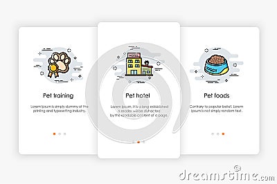 Onboarding screens design in pet shop concept Vector Illustration