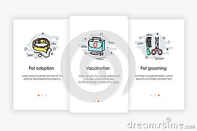 Onboarding screens design in pet shop concept. Vector Illustration