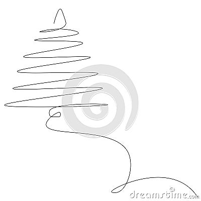 Christmas tree continuous line drawing background, vector illustration Vector Illustration