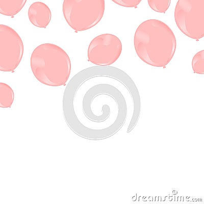 Web blank space for inserting text on a white background with flying and bright shiny balloons, vector.. Stock Photo