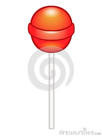 Bright orange, shiny, sweet Lollipop, caramel on a stick, candy, sweets - vector full color picture. Vector Illustration