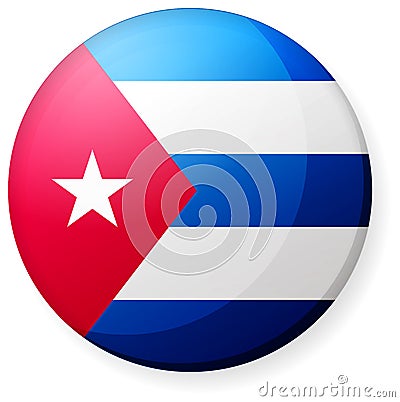 Circular country flag icon illustration / Cuba Vector Illustration