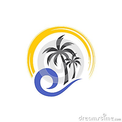 Simple modern Unique tropical beach logo design Vector Illustration