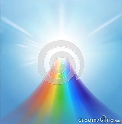 Rainbow road, heaven, rainbow bridge, white light Vector Illustration