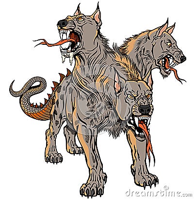 Cerberus Hellhound tattoo Vector Illustration