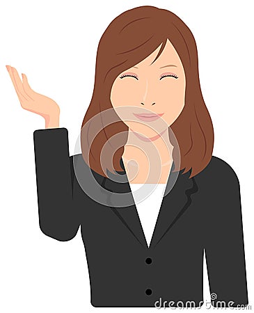 Young asian business woman vector illustration upper body,waist up / guidance, introduction, recommendation Vector Illustration