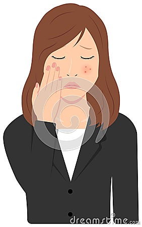 Young asian business woman vector illustration upper body,waist up / acne, pimple, treckles, rash Vector Illustration