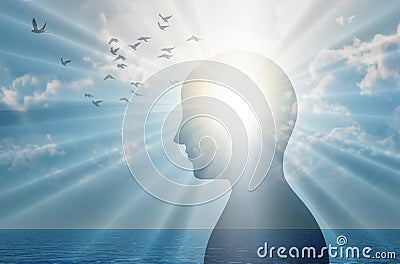 Free thinking, nourish your mind, positive thoughts and good intentions, brain power concept Stock Photo