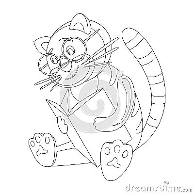 Animals and professions. The cat is a scientist. Coloring book for children Vector Illustration
