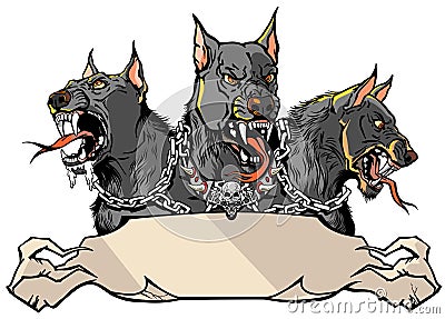 Black Cerberus hound of Hades Vector Illustration