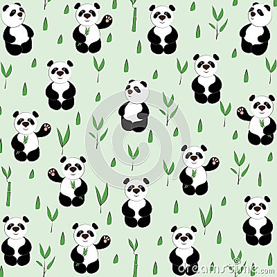 Funny pandas. Texture. Vector Illustration