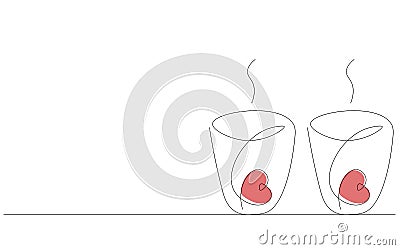 Valentine day background cup of coffee love vector Vector Illustration