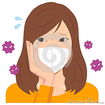 Young woman wearing a mask vector illustration upper body Vector Illustration