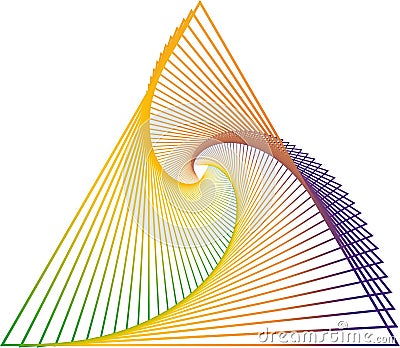 Abstract triangular shape of colored lines in spiral shape. Cartoon Illustration