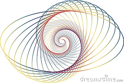 Abstract ellipse form of colored lines in a spiral shape. Cartoon Illustration