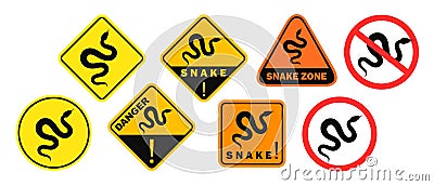 Snake danger sign. Isolated snake on white background Vector Illustration