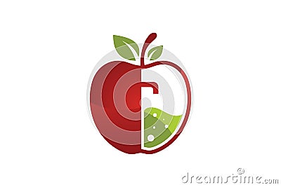 Fresh apple juice vector logo illustration isolated on white background. Fruit vector logo Vector Illustration