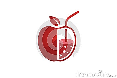 Fresh apple juice vector logo illustration isolated on white background. Fruit vector logo Vector Illustration