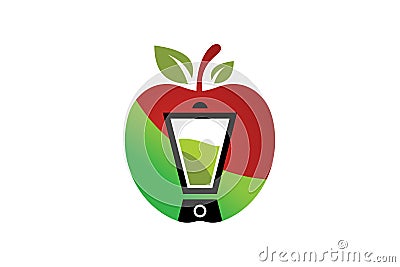 Fresh apple juice vector logo illustration isolated on white background. Fruit vector logo Vector Illustration