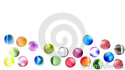 Glas balls in several colours on white background Stock Photo