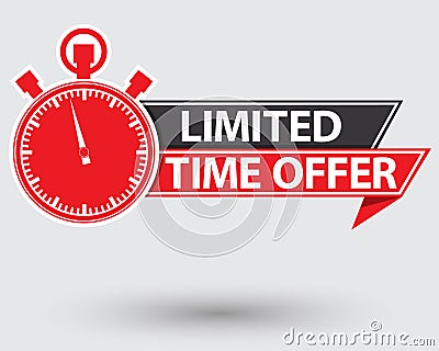 Limited time offer red label, last chance stopwatch , vector illustration Vector Illustration