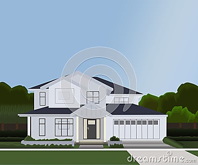 Real state landscape house vector. Vector Illustration