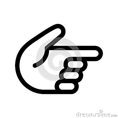 Hand pointing left line icon. Direction vector illustration isolated on white Stock Photo